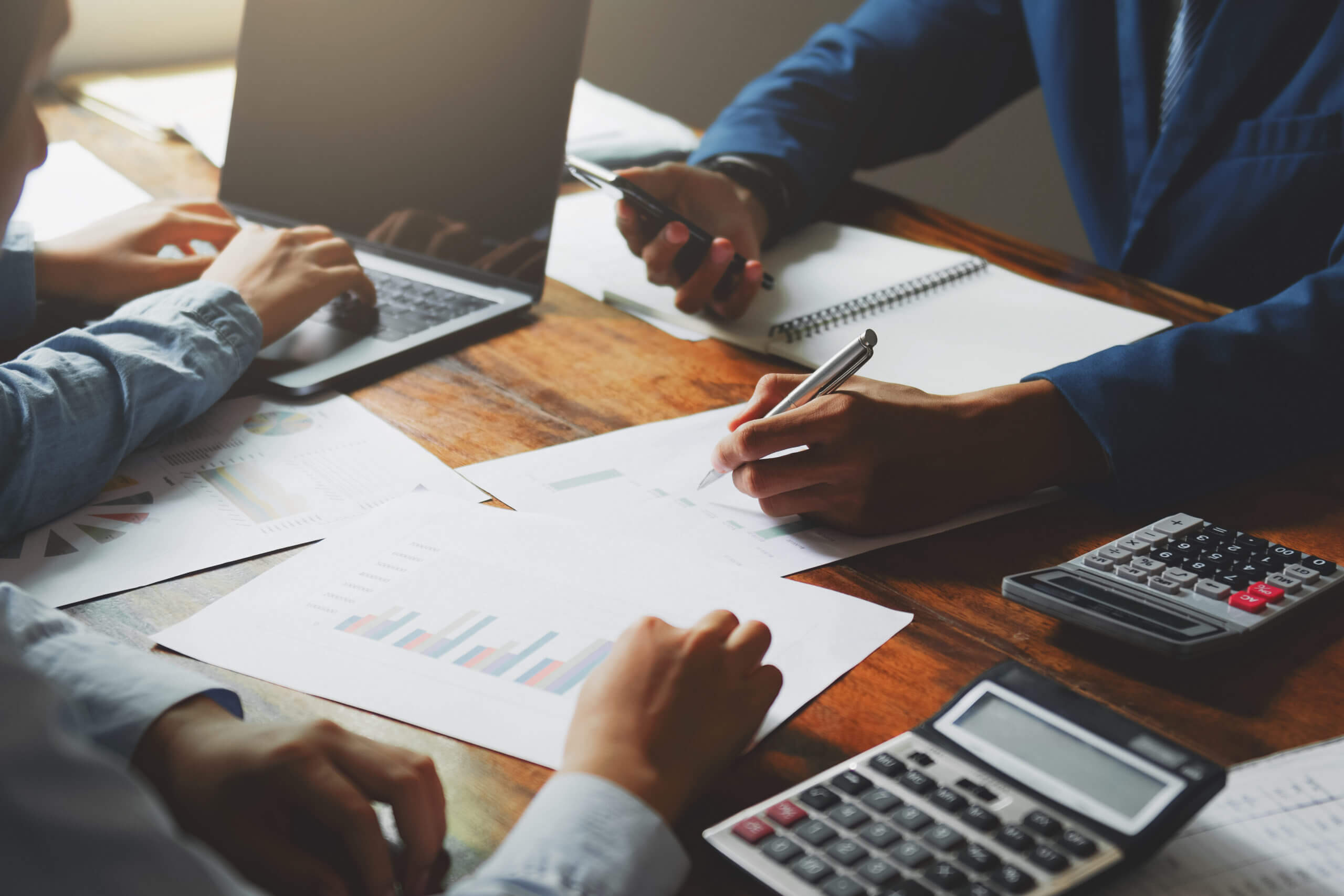 teamwork business working on desk accounting concept financial i