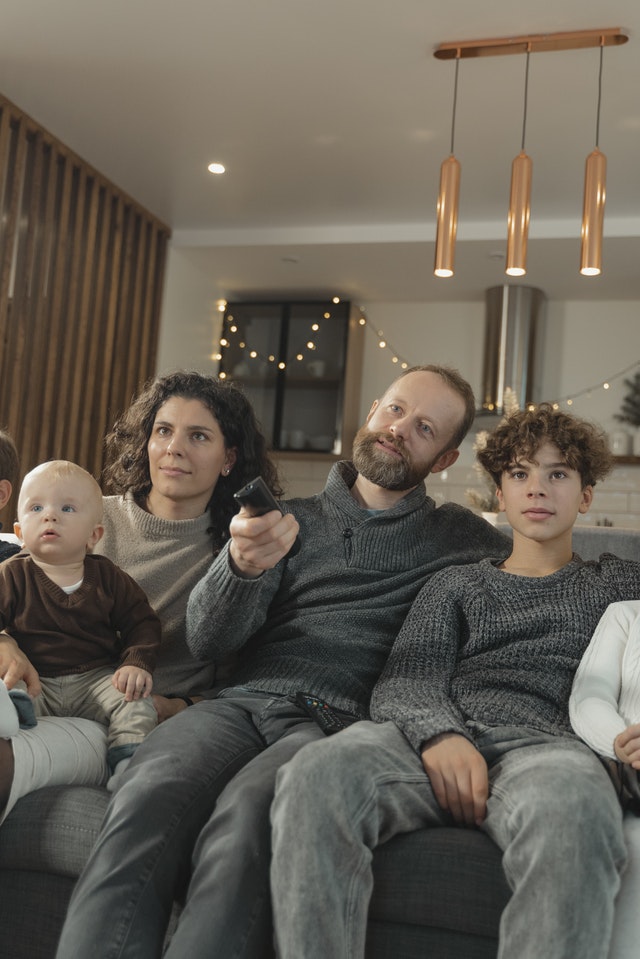 Family watching TV