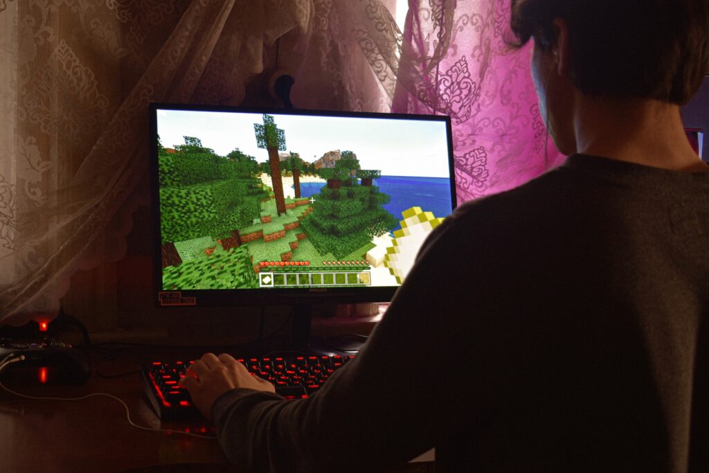 Playing minecraft